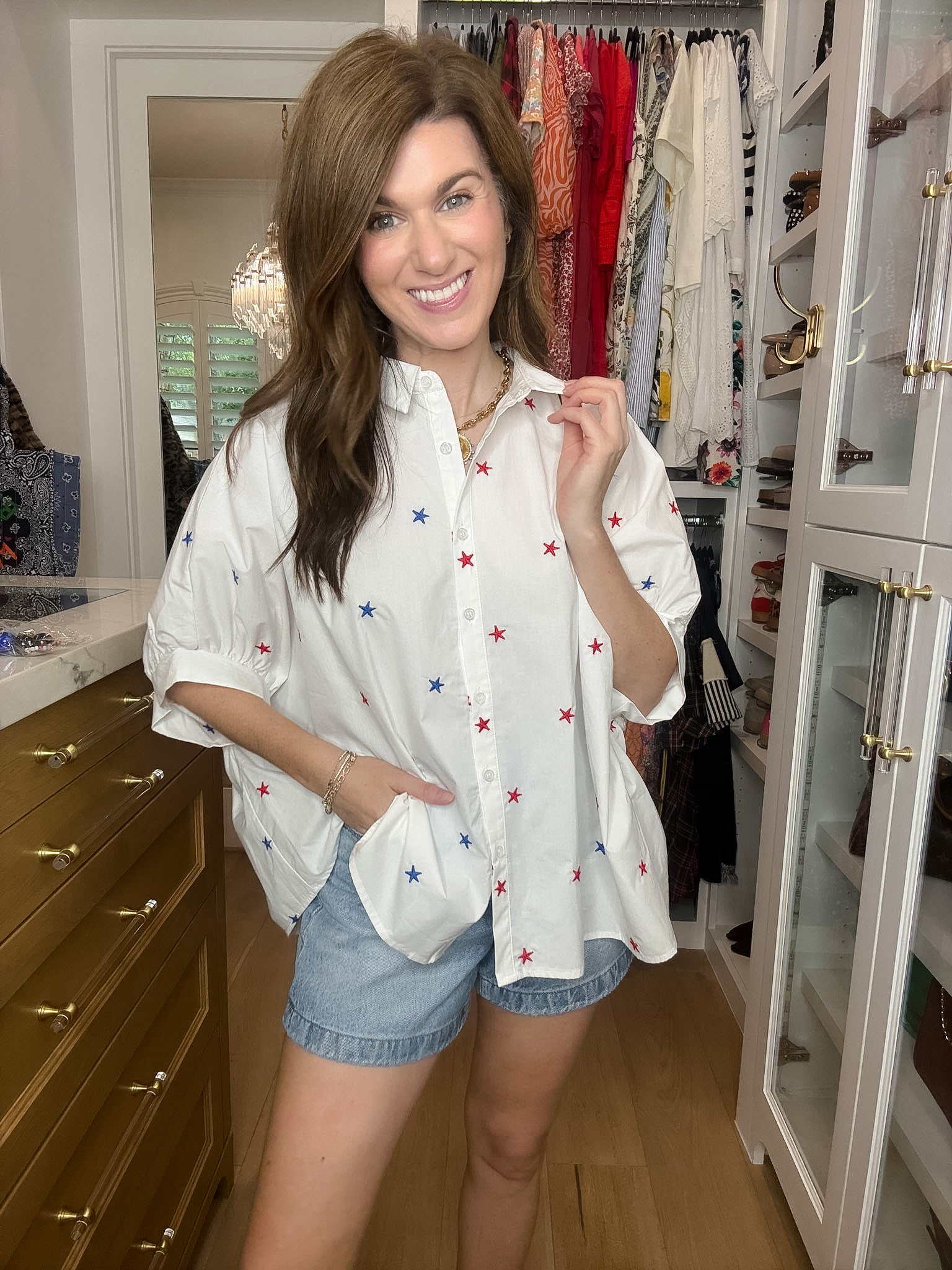 Hometown Stars Embroidered Button Down