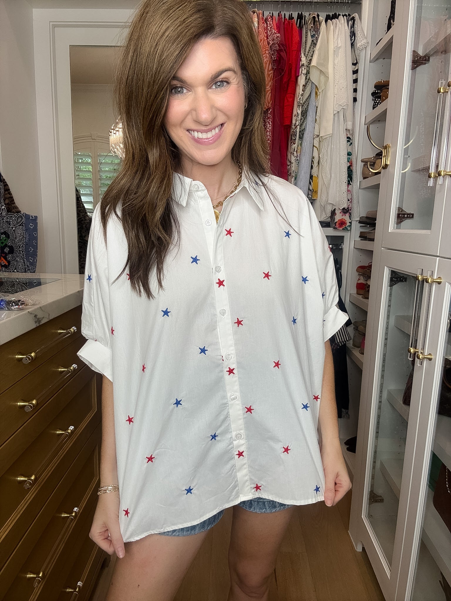Hometown Stars Embroidered Button Down