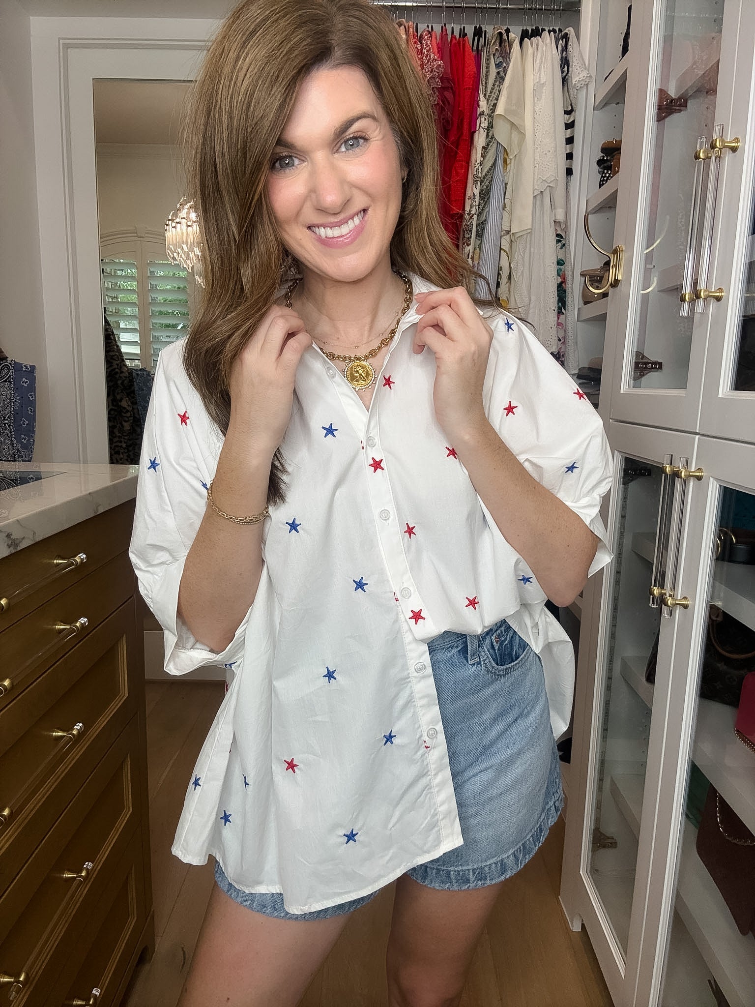 Hometown Stars Embroidered Button Down