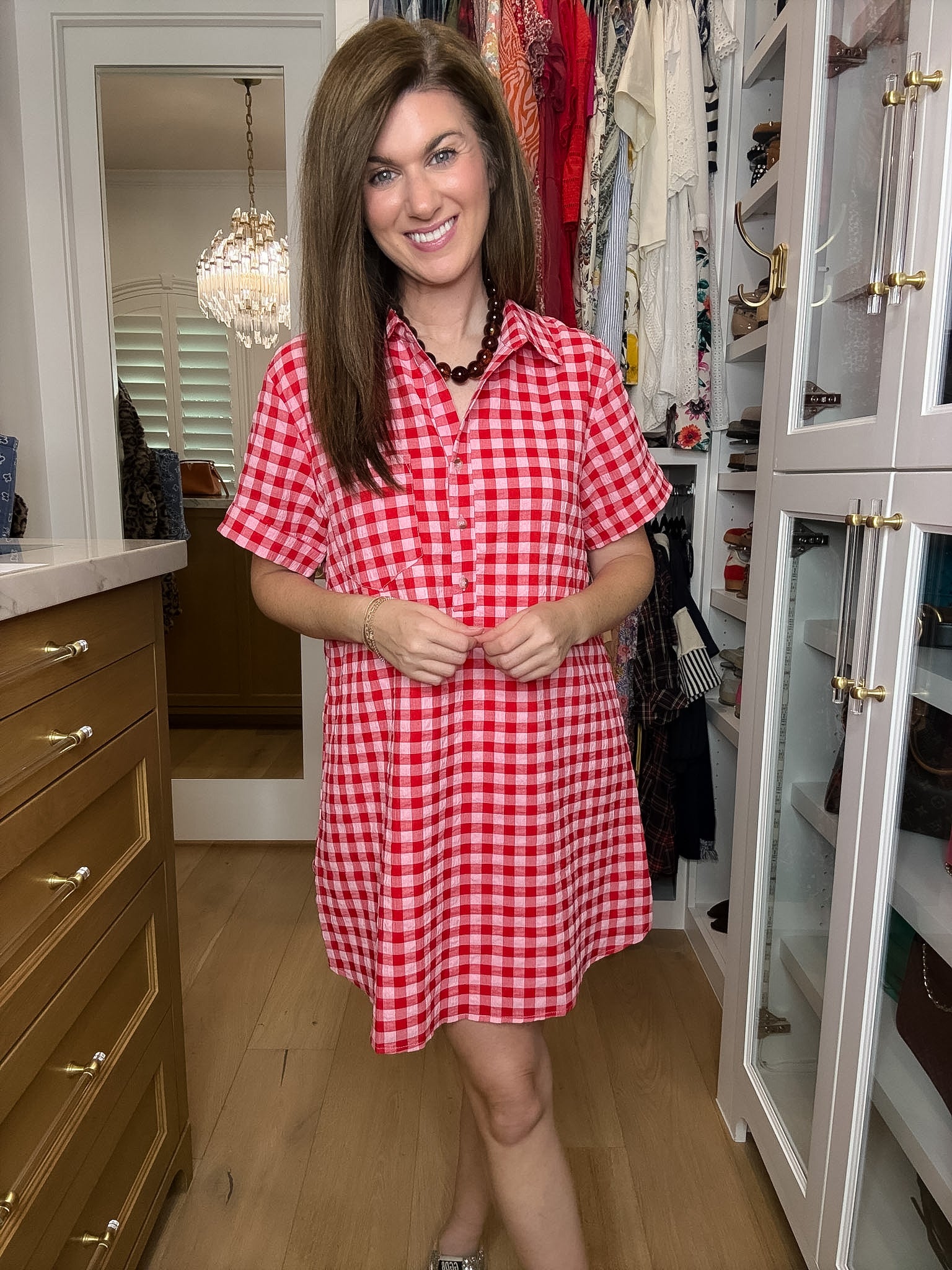 Simply Sweet Gingham Shirt Dress