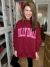 Dilly Dally Mock Neck Pullover in Burgundy
