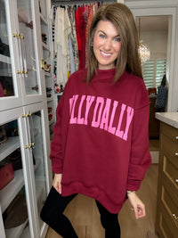 Dilly Dally Mock Neck Pullover in Burgundy