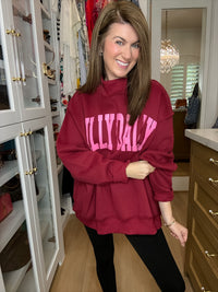 Dilly Dally Mock Neck Pullover in Burgundy