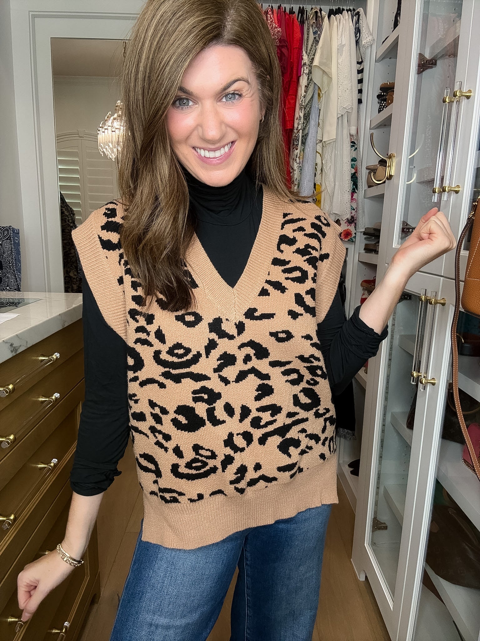 DAILY DEAL! Time After Time Sweater Vest in Camel/Black *Final Sale*