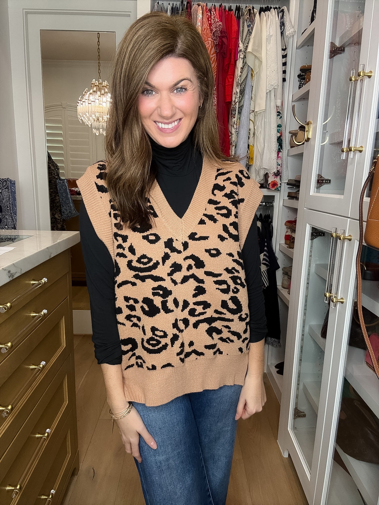DAILY DEAL! Time After Time Sweater Vest in Camel/Black *Final Sale*