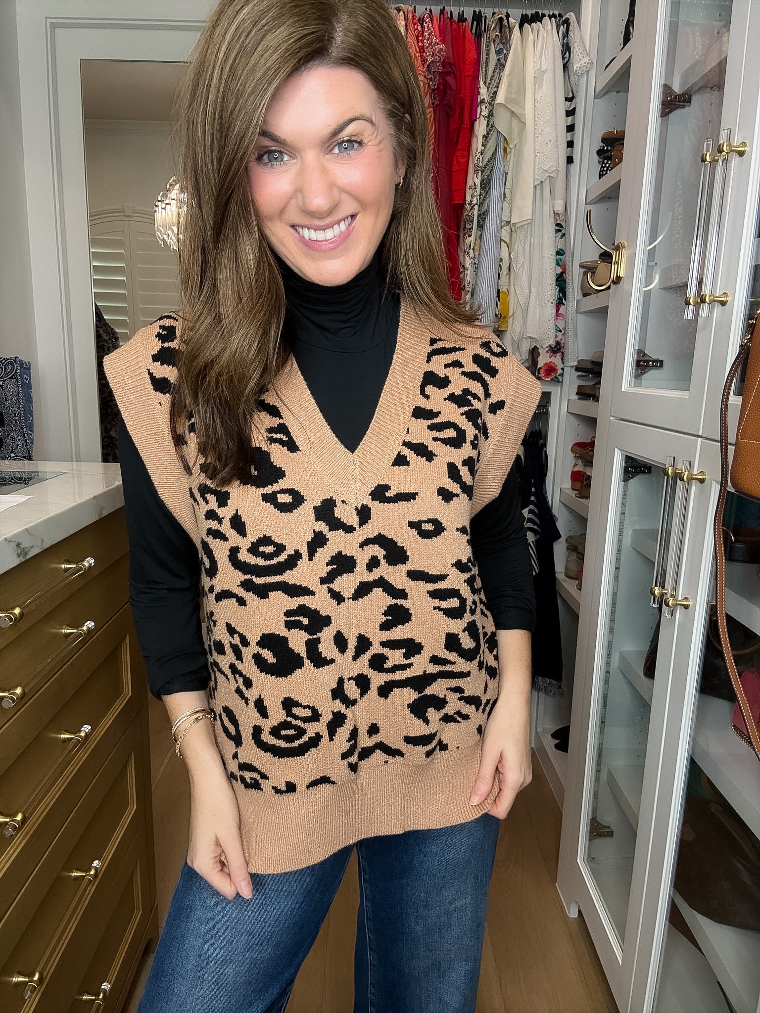 DAILY DEAL! Time After Time Sweater Vest in Camel/Black *Final Sale*