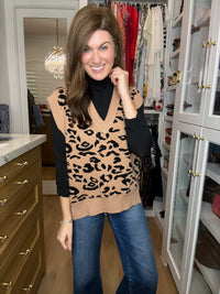DAILY DEAL! Time After Time Sweater Vest in Camel/Black *Final Sale*