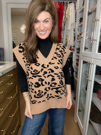 DAILY DEAL! Time After Time Sweater Vest in Camel/Black *Final Sale*