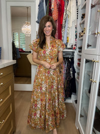 Chateau Bloom Dress in Terracotta