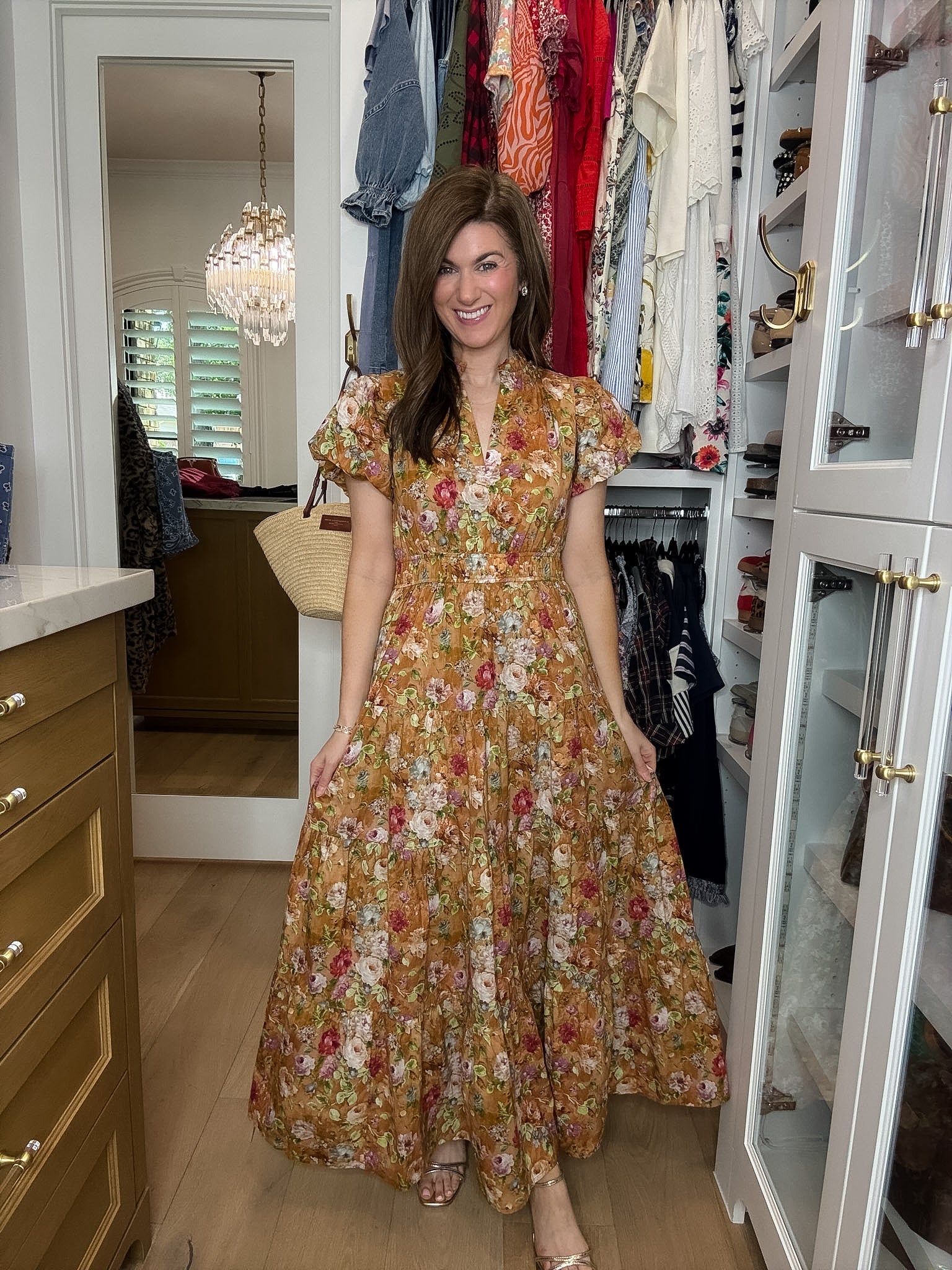 Chateau Bloom Dress in Terracotta