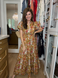 Chateau Bloom Dress in Terracotta