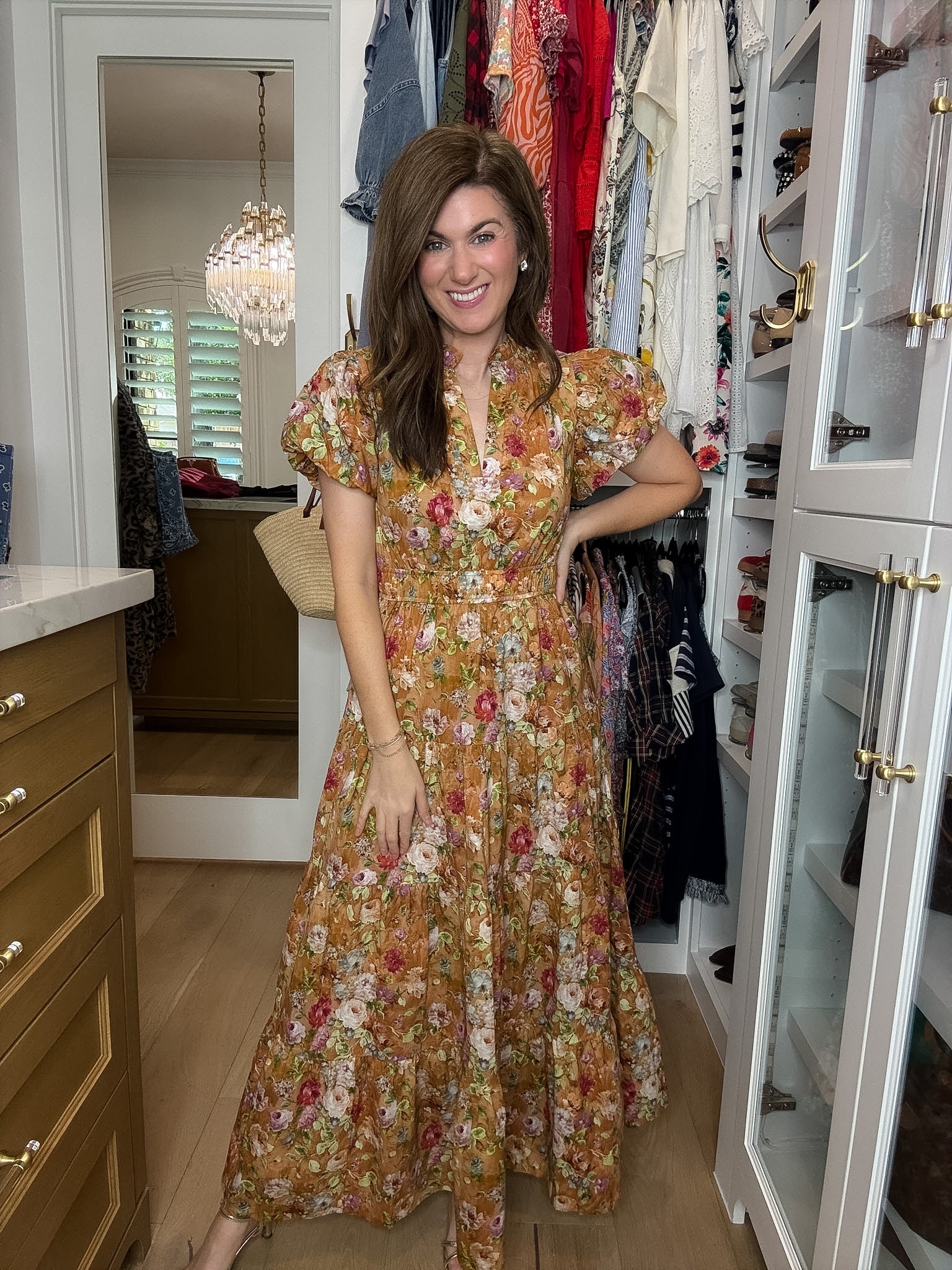 Chateau Bloom Dress in Terracotta