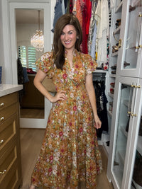 Chateau Bloom Dress in Terracotta