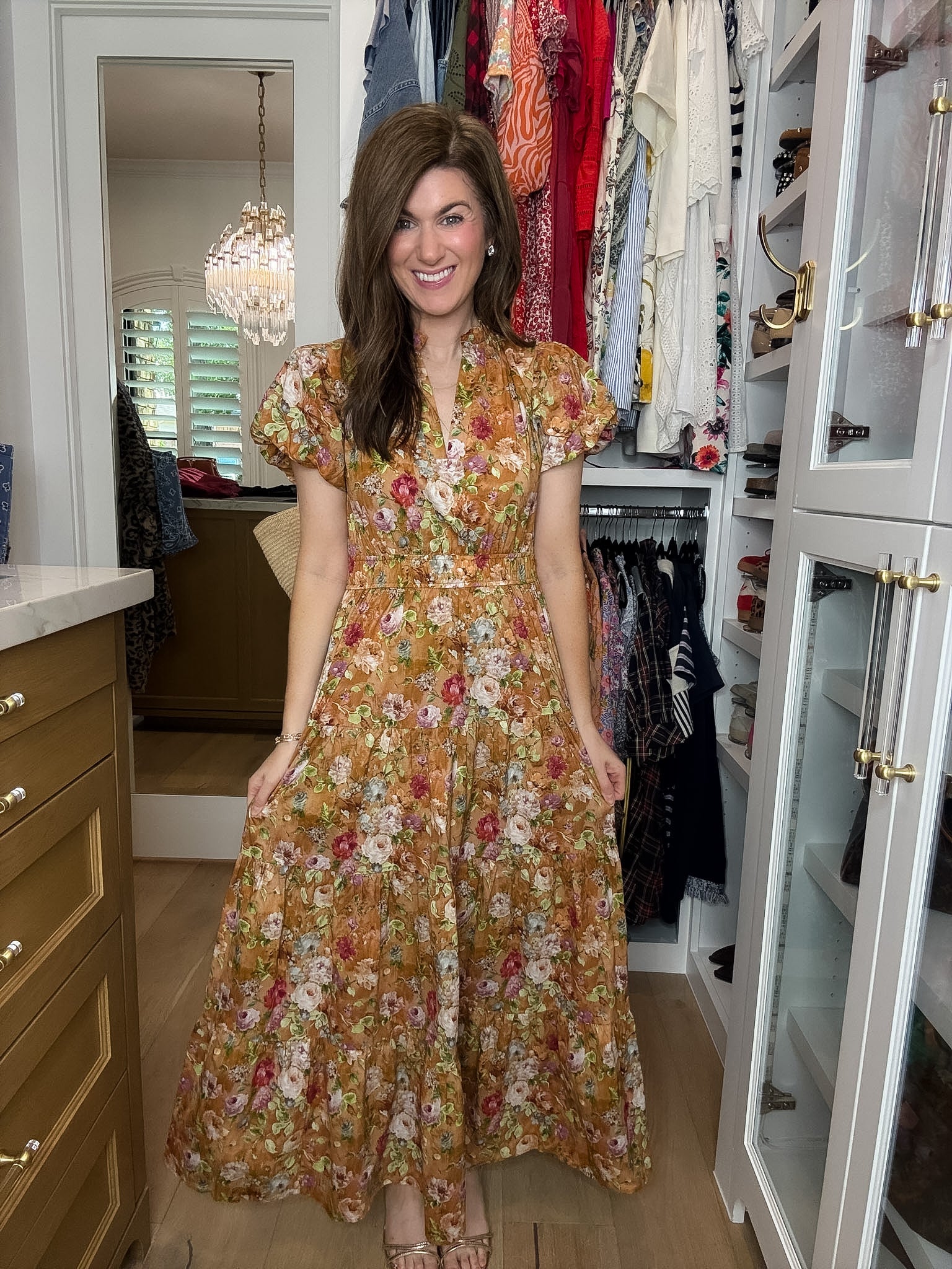 Chateau Bloom Dress in Terracotta