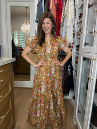 Chateau Bloom Dress in Terracotta