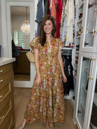 Chateau Bloom Dress in Terracotta