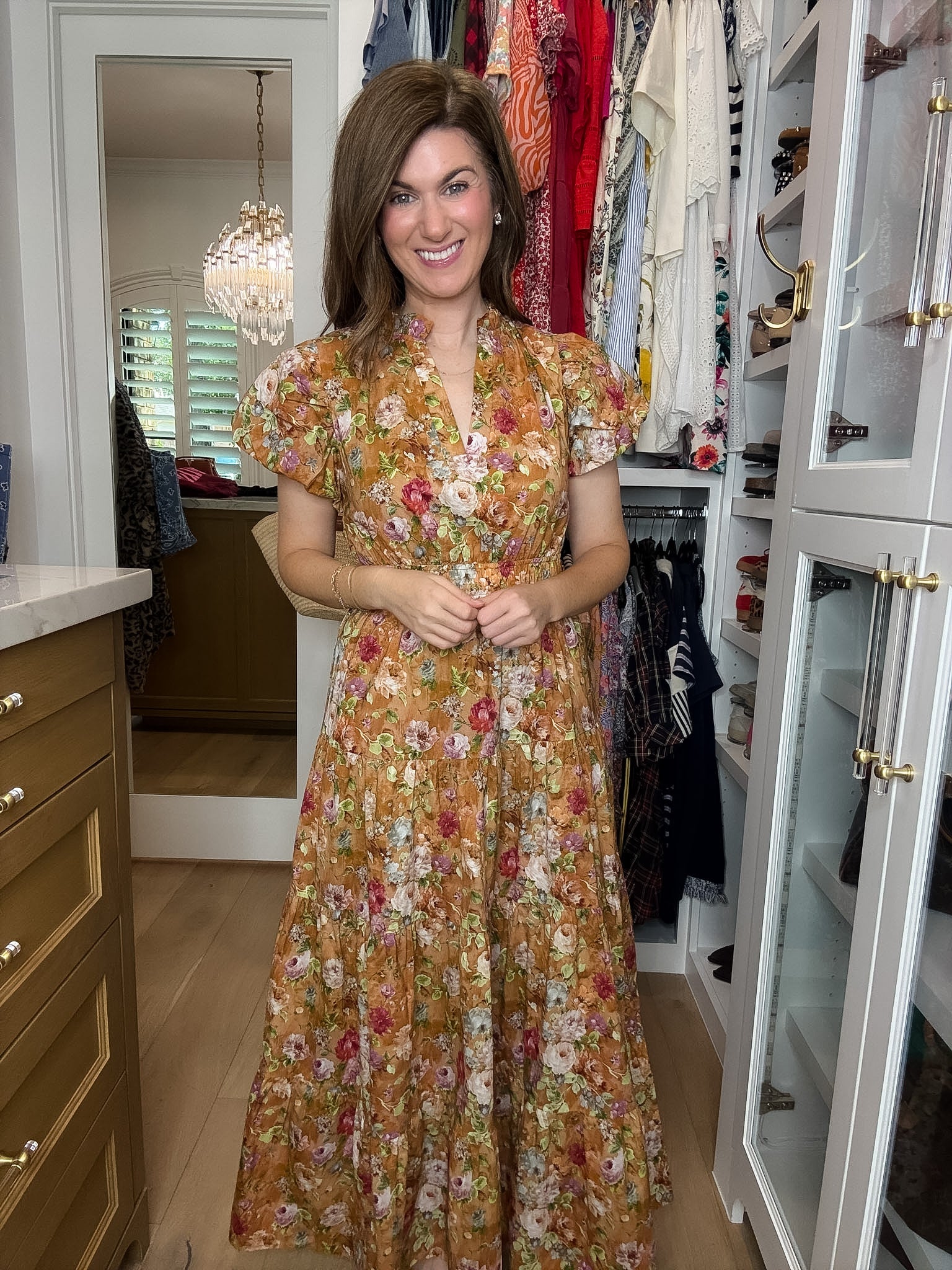 Chateau Bloom Dress in Terracotta