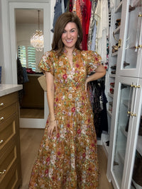Chateau Bloom Dress in Terracotta