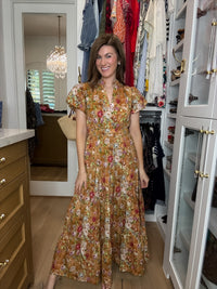 Chateau Bloom Dress in Terracotta