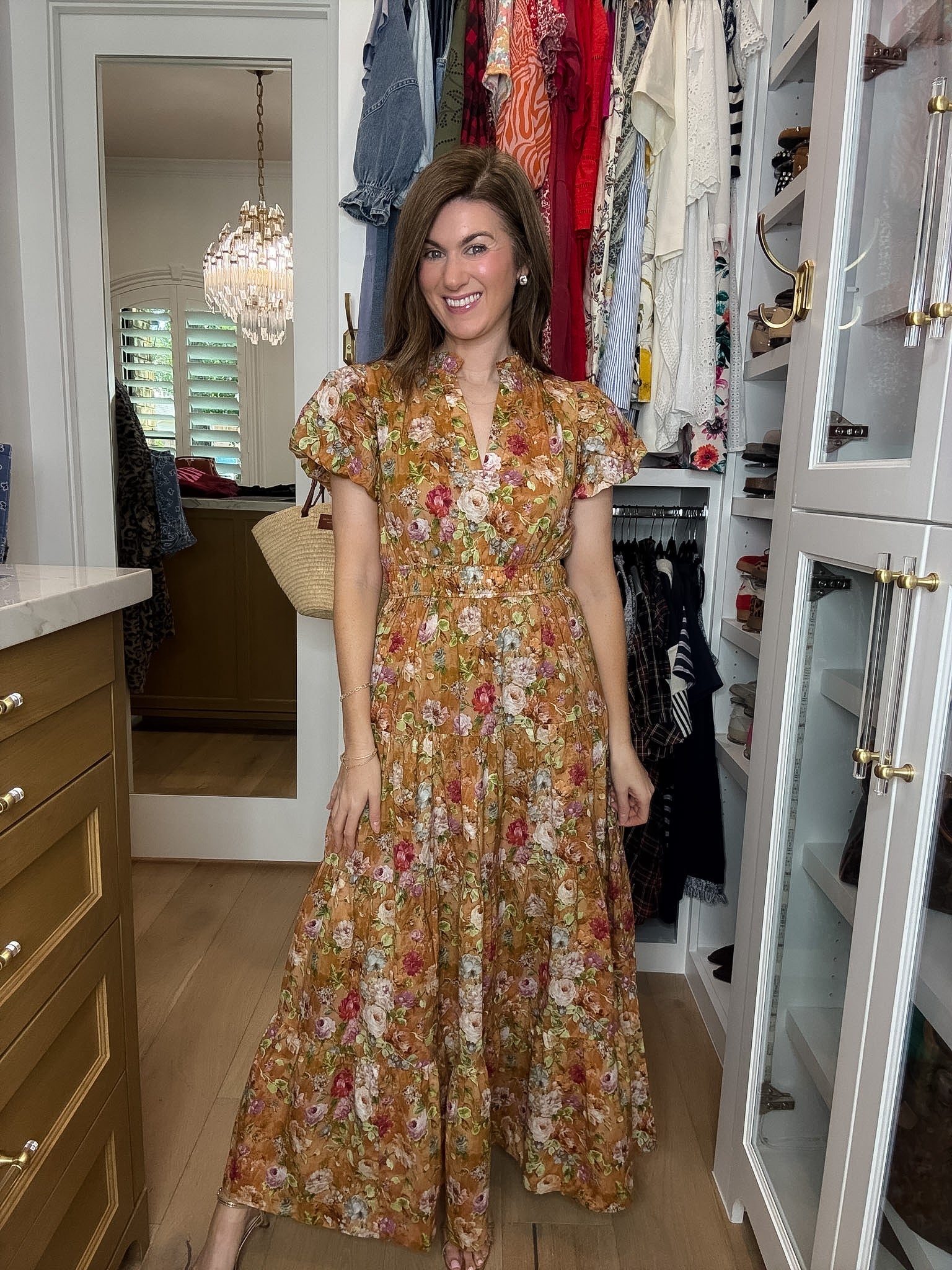 Chateau Bloom Dress in Terracotta