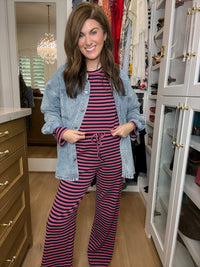 No Rush Needed Set in Navy/Pink