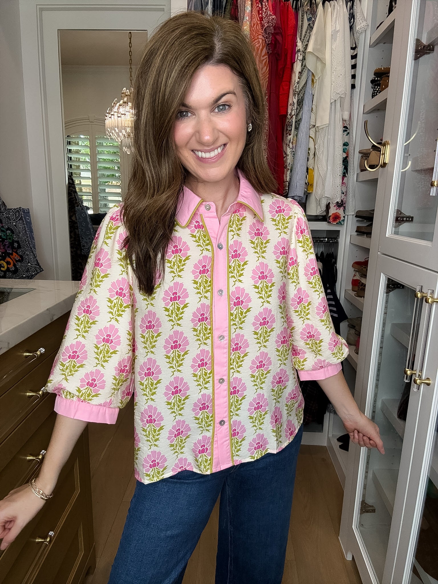 Pink Trellis Button Down