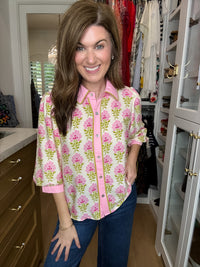 Pink Trellis Button Down