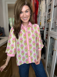 Pink Trellis Button Down