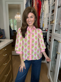 Pink Trellis Button Down