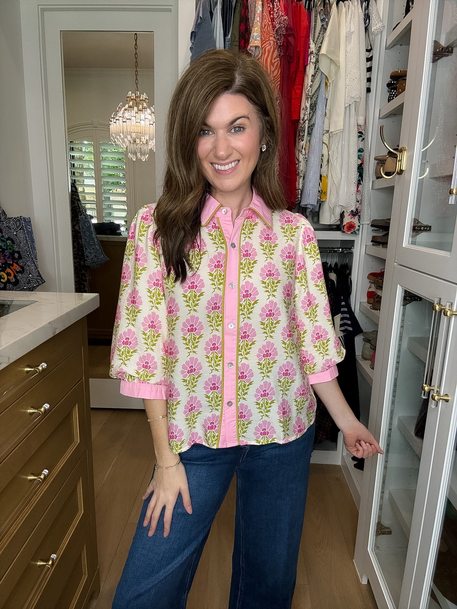 Pink Trellis Button Down