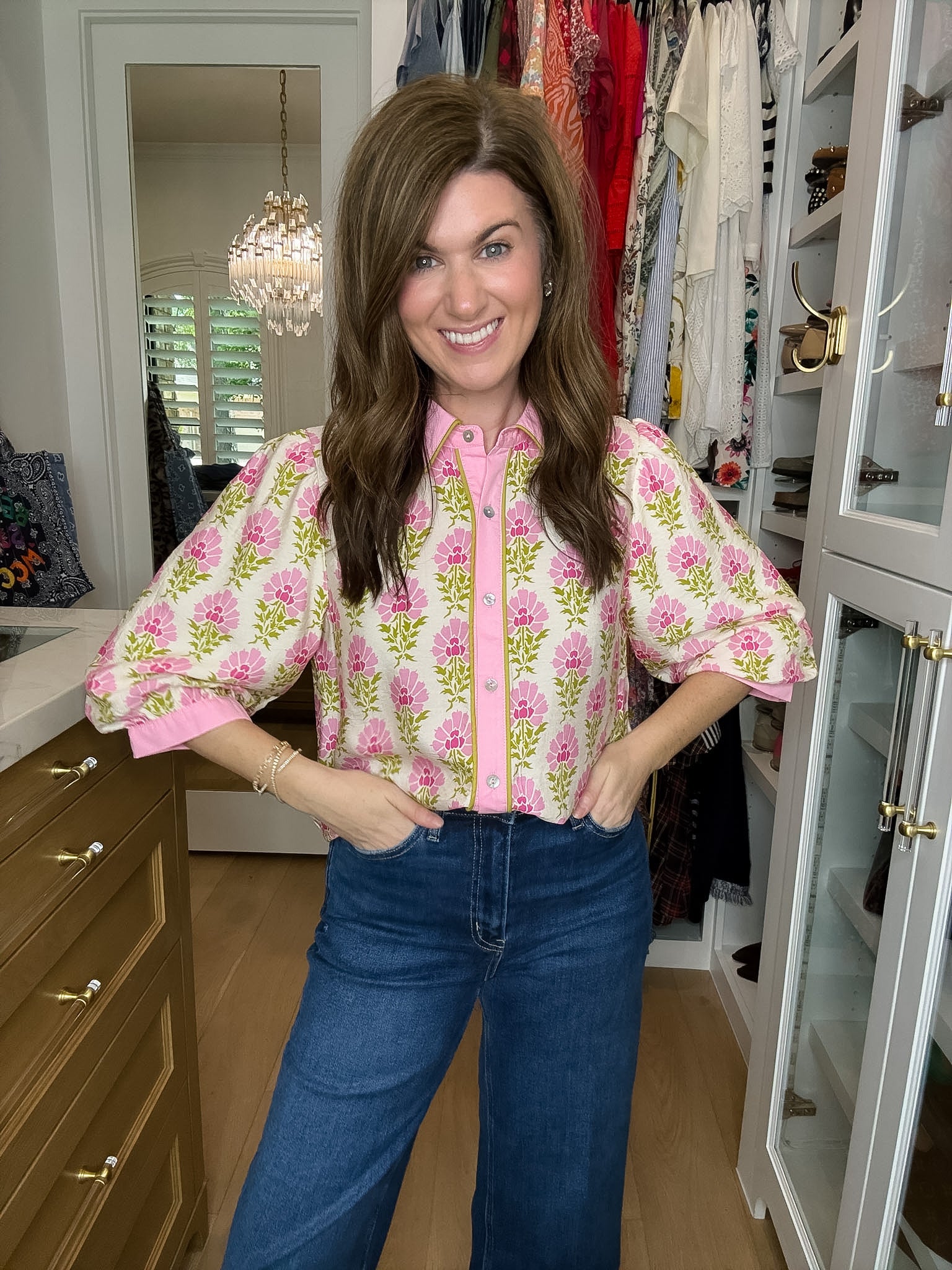 Pink Trellis Button Down