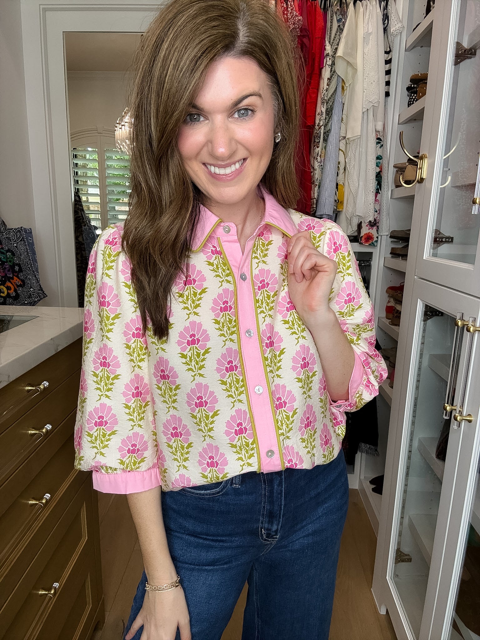 Pink Trellis Button Down