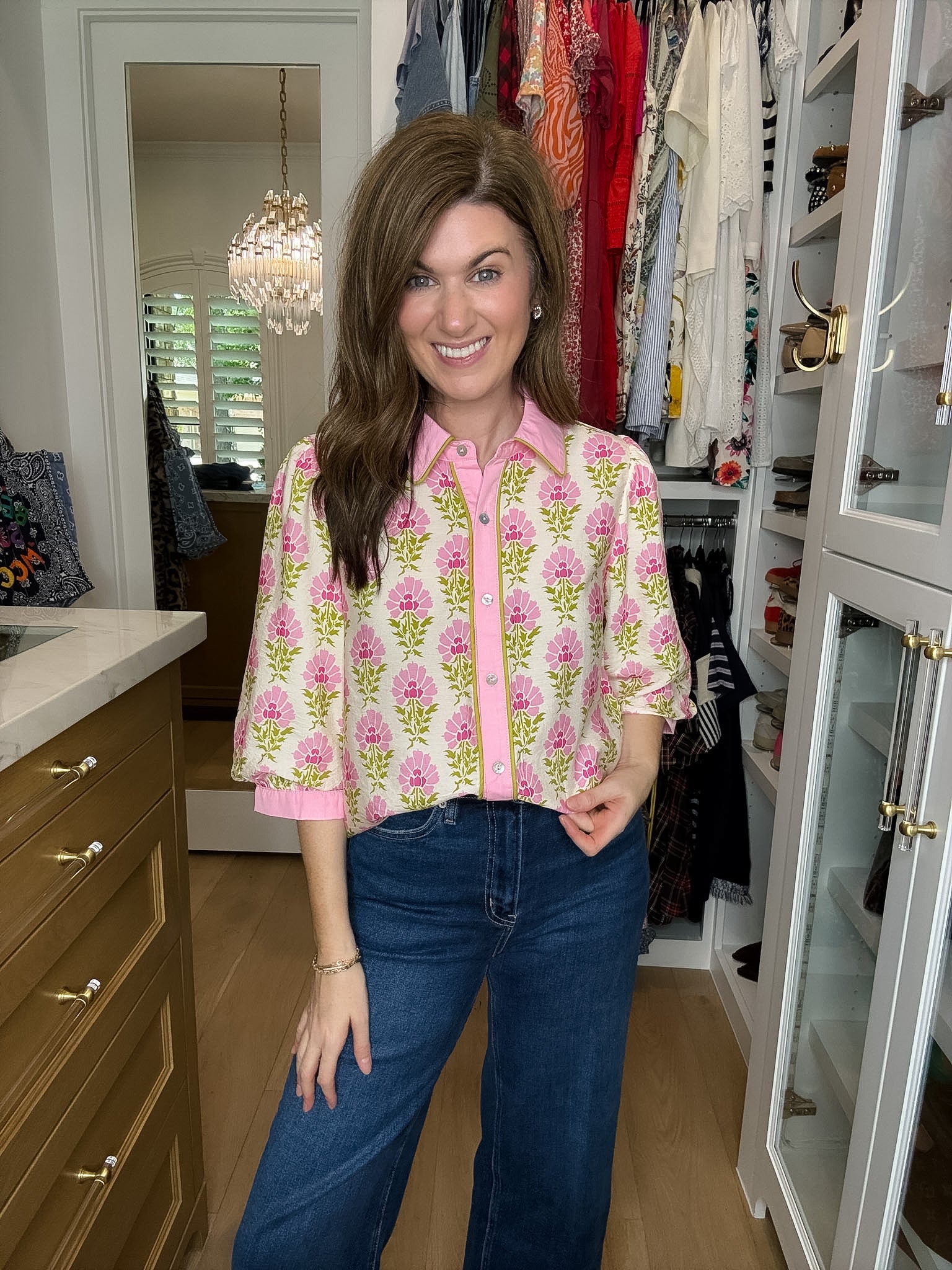 Pink Trellis Button Down