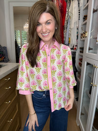 Pink Trellis Button Down