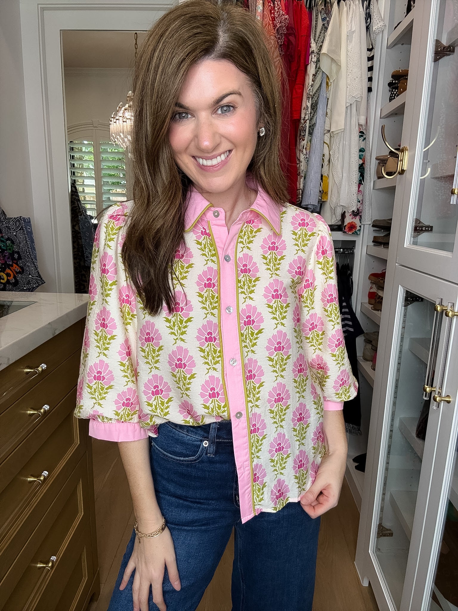 Pink Trellis Button Down