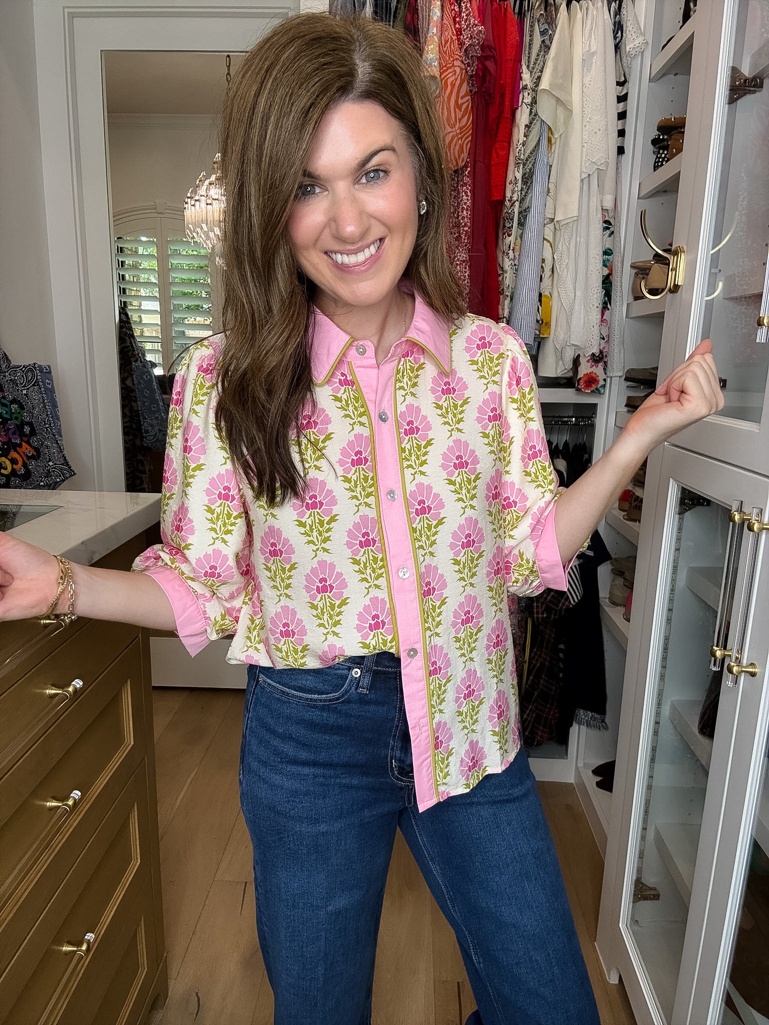 Pink Trellis Button Down