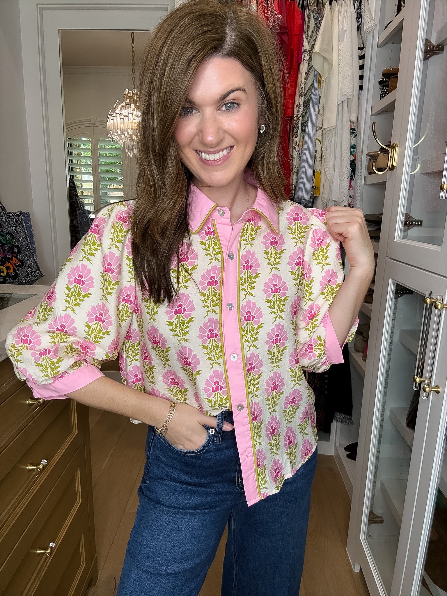 Pink Trellis Button Down