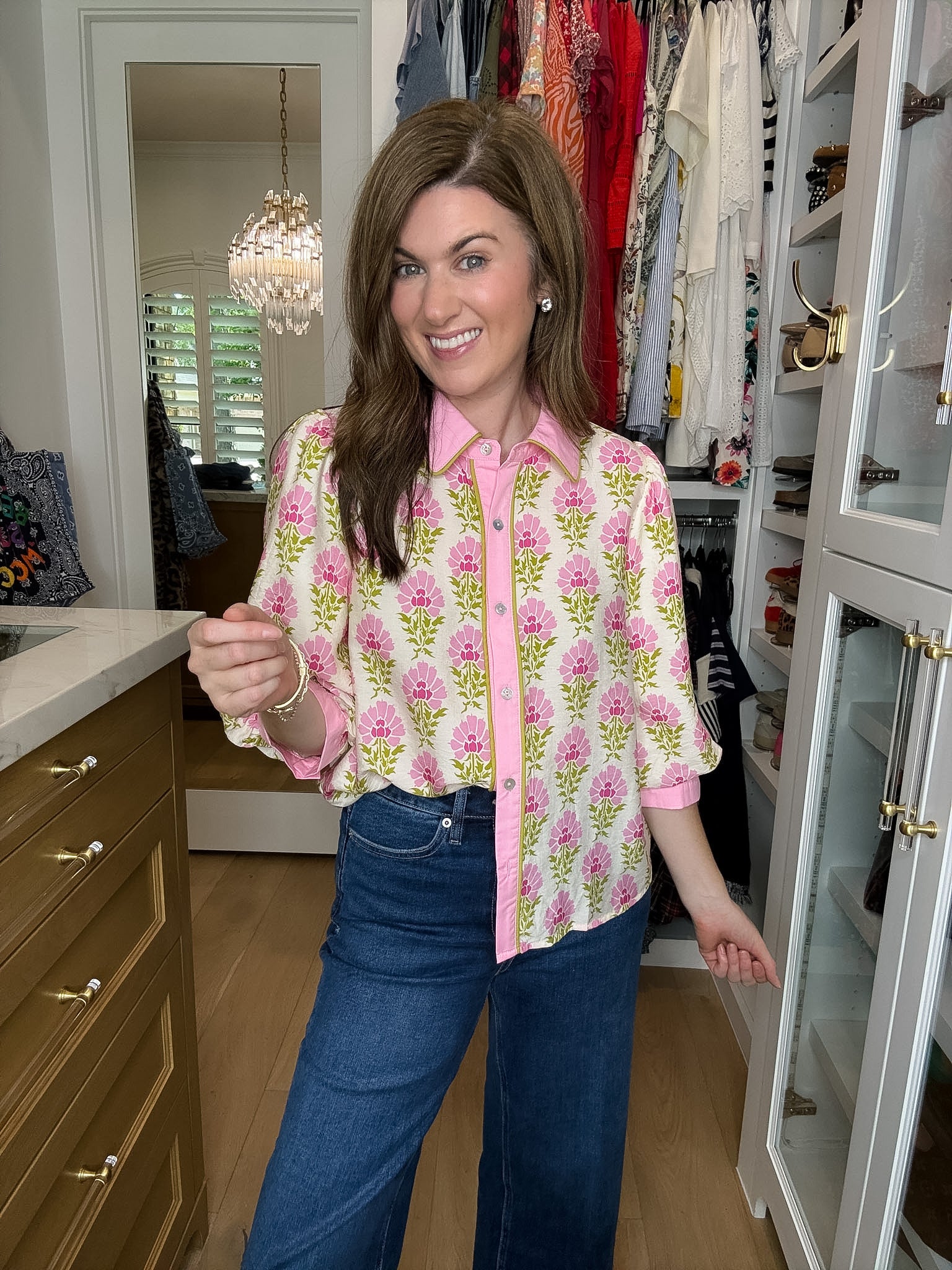 Pink Trellis Button Down