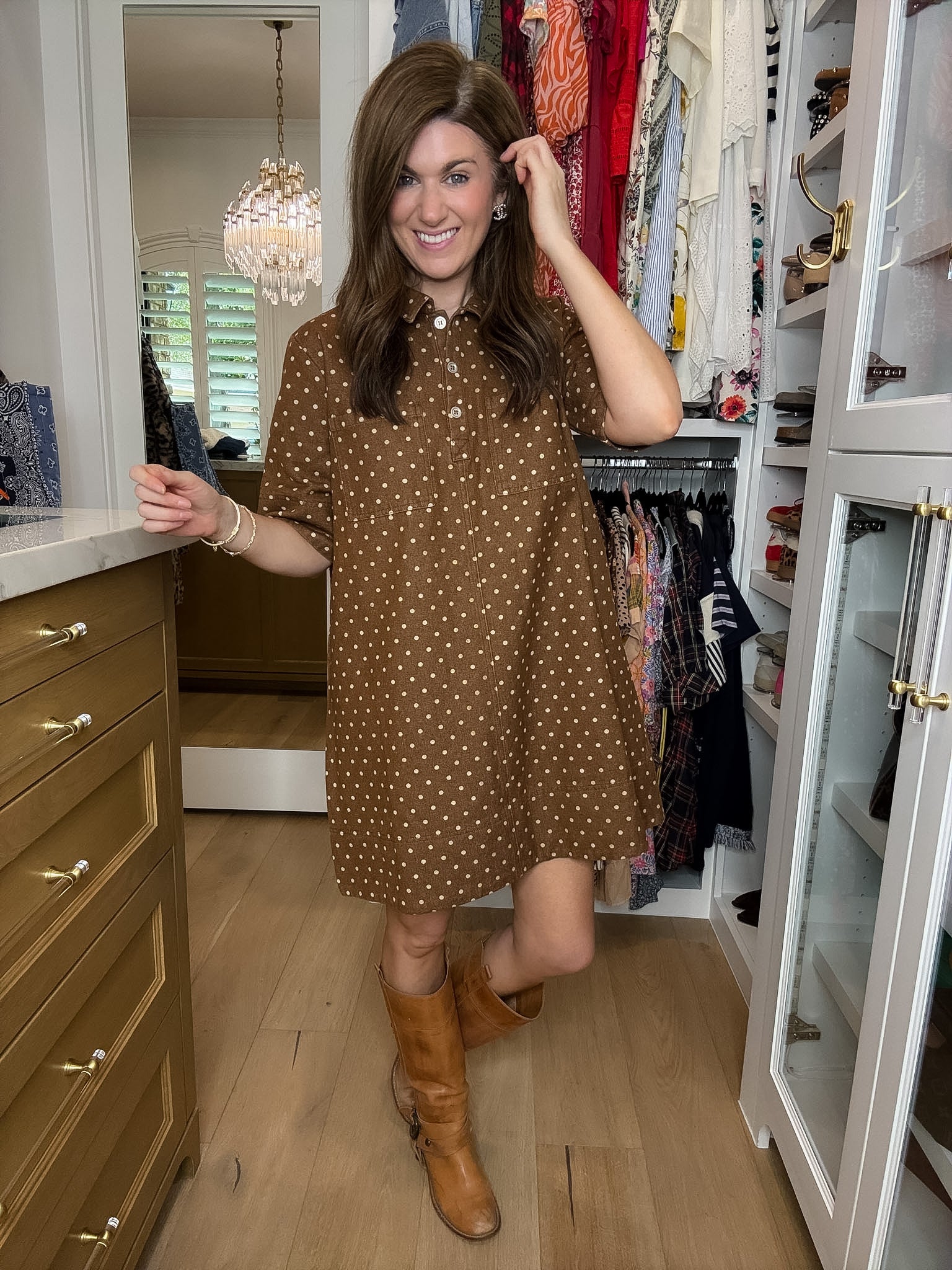 Autumn Avenue Polka Dot Denim Dress