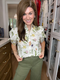 Petal and Fern Top in Cream