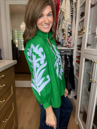 Palm Royale Top in Green/Sky Blue