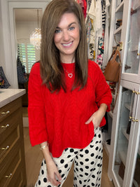 Forever Favorite Cable Knit Sweater in Red