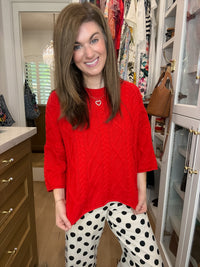 Forever Favorite Cable Knit Sweater in Red
