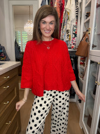 Forever Favorite Cable Knit Sweater in Red