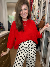 Forever Favorite Cable Knit Sweater in Red