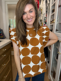 Park Avenue Polka Dot Top in Toffee