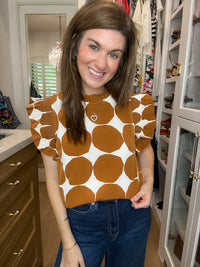 Park Avenue Polka Dot Top in Toffee