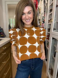 Park Avenue Polka Dot Top in Toffee