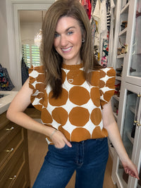 Park Avenue Polka Dot Top in Toffee