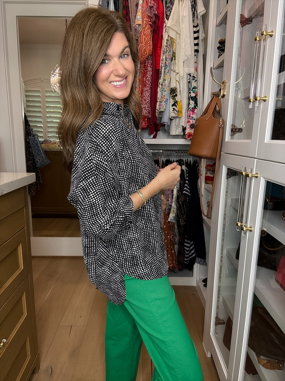 Play It Chic Polka Dot Button Down in Black